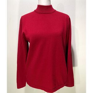 Stephanie Andrews merino wool sweater turtleneck holidays red classic women M